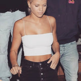 New Fashion Women Spaghetti Strap Crop Top Sexy Bodycon Sleeveless Cami Tube Top Basic Plain