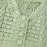 New Knitted Button Short Blouse