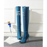 Zingj 2017 New Fish Mouth Cow Carefully Follow The Knee Boots With The Same Thin Leg Elastic Sandals In Size- Outfit