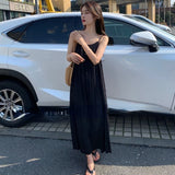 Dresses Women Loose Vacation Ankle-length Temperament Beach Style Folds Fashion Ladies Mature Casual Korean