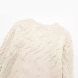 New Artificial Pearl Textured Knitted Coat