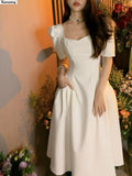 Summer Women Elegant Casual Midi Dresses French Style Lady Female Fashion Outwear Robe Vestidos