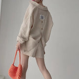 Women Spring Summer 2 Piece Shorts Set Female Blouse Shirt Top Tracksuits Casual Fashion Pant