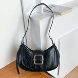 Buckled Strap Pu Leather Shoulder Bag-Outfit