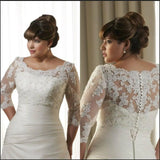 Appliques Wedding Jackets Crystal Beaded Lace Bridal Boleros Wraps 3/4 Long Sleeve Boat Neck