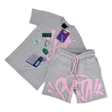 Aesthetics Male Gothic 2-Piece Hip-Hop Alphabet Print 0-Collar T-Shirt + Rope Wide Legs And