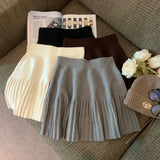 Knitted Pleated High-Waisted Mini Skirt- Outfit