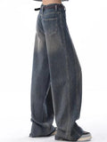 faded baggy boyfriend jeans with grosgrain