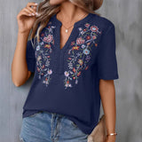 Embroidered Top Women's Literary And Art Retro Shirt Women Loose Temperament 2025 Summer