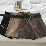 New Summer Women's Shorts Button Solid Color Pocket Casual High Waist Suit Shorts Casual Thin Women Clothing + Send