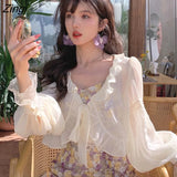 Women All-match Ruffles Loose Summer Flare Sleeve Fashion BF Outerwear Harajuku Design Students Tender Breathable