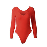 Solid Knitted Bodysuits Body Tops Bodycon Sexy Off Shoulder Long Sleeve Slim Skinny Leotard Jumpsuit Lady Stretch