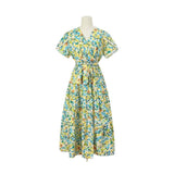 Zingj Women's Hot Style Dress 2023 Summer Small Flowers Split V-Neck Women's