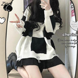 Sweaters Women Chic Hollow Out BF Harajuku Loose Long Sleeve Schoolgirls Pullover All-match Autumn Stylish Teens