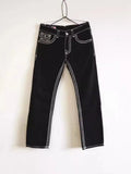 Trendy Rock Style Jeans Men's White Thick Line Belief Large Size Loose Straight