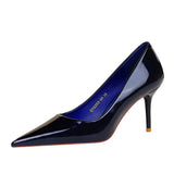 Zingj Simple Patent Leather Heels Women's Shoes With Shallow Pointed Versatile Commuter High