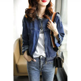 Zingj Blue Denim Jacket Female Short 2024 Spring And Autumn New Korean Version Of Loose Tassel Short Casual Clothes-Outfit