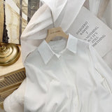 Chiffon Blouse Women's White LongSleeve Tops Spring 2023 Korean Fashion Shirt Solid Color Niche Loose Shirt Women Plus