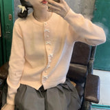 Zingj Spring Autumn New Female Bow Knot Pearl Buckle Knit Cardigan Chic Sweater Design Sense Small Coat
