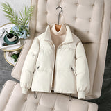 Winter New Add Thick Stand Collar Bread Clothes Down Cotton-Padded Jacket Female Small Students Korean Version Loose Cotton-Padded Jacket Coat Tide-Outfit