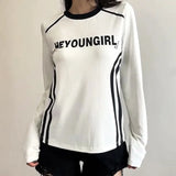Zingj Spice Girl Wind Racing Suit Contrast Color Print T-Shirt Women's New Summer POLO Collar Button Slim