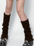 Warm Solid Color Ribbed Knit Leg Warmer- Outfit