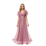 Folding Large Swing Double V-neck Flared Sleeves Elastic