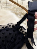 Black Long Dress Summer Women Mesh Tulle Polka Dots Lace Party Dresses Ladies Slim A-line Vintage Maxi Dress