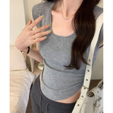 Pleated Waist Shows Thin Sleeveless Knitted Vest Women's New Fashionable Slimming Blouse In Spring And