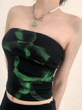 Punk Black Crop Tops Gothic Cyber Y2k Grunge Bodycon Women Strapless Backless Summer Sexy Basic Crop Tube