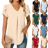 Zingj Wise Hot Style Summer Simple Women V-Neck Petal Sleeve Shirt Women's