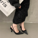 Zingj New Summer Pointed Small Fragrant Wind Pointed High Heels French High Heel Baotou Empty Sandals Woman-Outfit