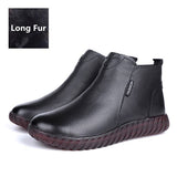 Vintage Handmade Genuine Leather Women Ankle Boots Casual Snow Boots Winter Ladies Flat Shoes Zip Rubber Botines