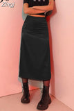 Vintage Y2K Aesthetic High Waist Skirt Lace Patchwork Harajuku Long Skirt Gothic Clothes 90s Straight Woman