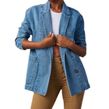 Women's Fashion Casual Wash Blue Cowboy Suit Jacket Women