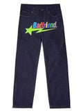 Jeans Badfriend Letter Printed Pants Hip-Hop Baggy Jeans Original Old-Fashioned Punk Street