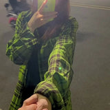 Plaid Shirt Oversize Shirts Fashion Women Blouses 2023 Casual Youth Woman Clothes Harajuku Tunic Women's Clothing