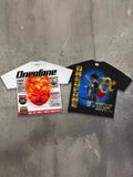 Vintage T-Shirt Men's High Street Creative Pattern Printing Round Collar Short-Sleeved Cotton Super Loose Short