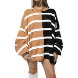 Zingj Wise Hot Style Autumn And Winter New Striped Knit Long Sleeve Hoodie Women-Outfit