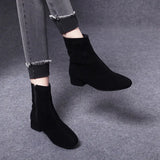 Zingj Boots Women 2023 Autumn And Winter New Black Sheepskin Flat-Soled Short Boots With Simple Temperament And Low