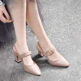 Zingj High-Heeled Sandals Women's Shoes 2023 Summer New Cowhide Thick-Heeled Fairy Shoes With