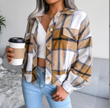 Plaid Lantern Long Sleeve Woolen