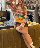 Colorful Jacquard Knitted Sweater- Outfit