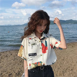Chiffon Blouse Women 2023 Women's Summer Tunic Vintage Clothes Female Hawaiian Shirt with Short Sleeve Harajuku Top