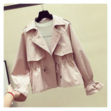 Zingj Short Windbreaker Female Autumn 2024 New Korean Version Fashion Loose Versatile Waist Show Thin Coat Female Tide-Outfit