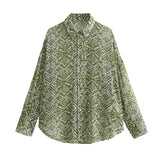 New Printed Lapel Loose Casual Shirt