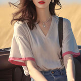Version Of Fashion Lace Spliced Short-Sleeved Shirt Women's Summer Dress 2025 Summer New Ocean Lanqi Thin Open Shirt