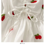 New High-waist Mid-length Pineapple Print Dress Women's Thin Lace-up High-end Dress Female