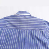 Spring Style Poplin Shirt With Stitched Stripes And Loose Version