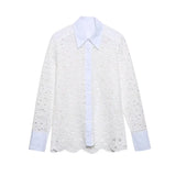 Women Fashion Hollow Out Embroidery Casual White A Line Skirt Faldas Mujer Female Side Zipper Chic Midi Vestidos